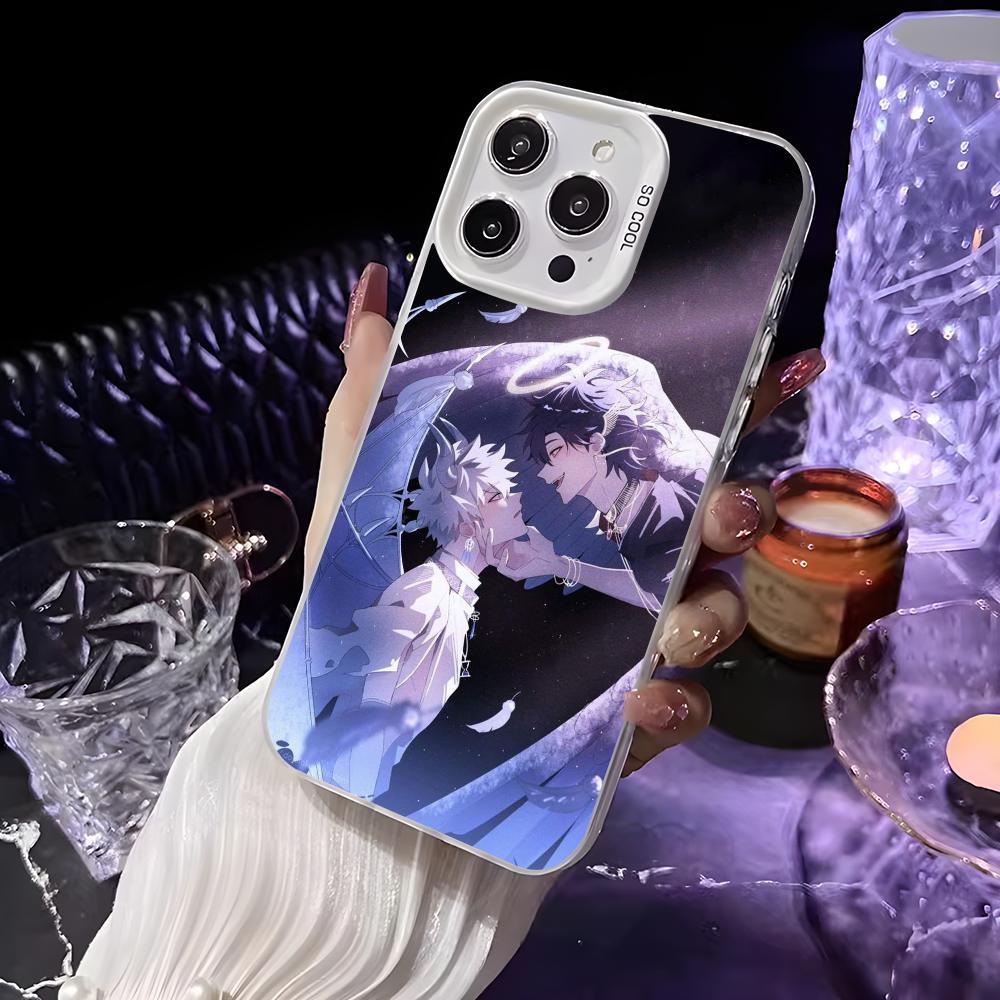 Anime L-Link Clicks Phone Case For iPhone 16 15 14 13 12 11 Pro Max White Purple Matte Laser Metallic Aurora Funda