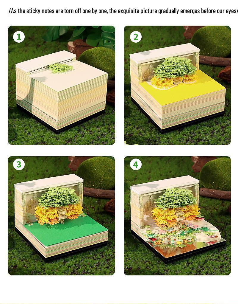 Flower Sea Tree Island Adventure Tree House with Lights: 3D Paper Art Calendar Gift and Romantic Decor Piece