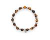 Howthere Silver Ball Bracelet Half & Half - Carved Silver Ball And Brown Stone