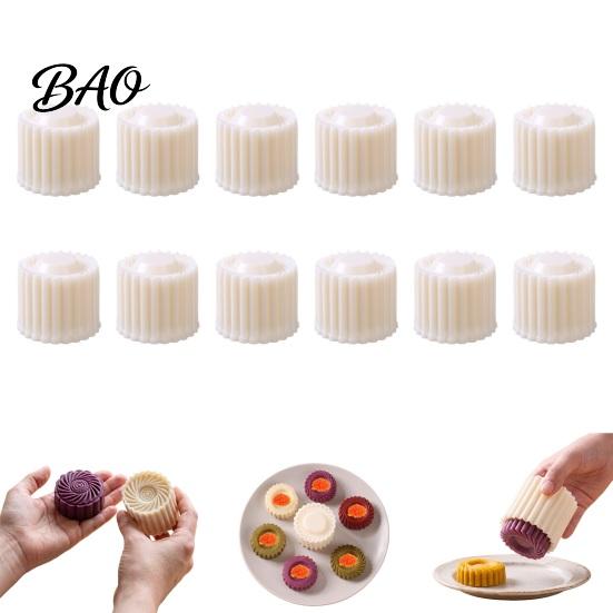 Mid Autumn Festival Decor 12PCS Double Ended Mooncake Mold with Scalloped Edge, Floral Texture Hand Festive Pastry Molds Press Cookie Stamp,