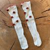 Rose Flowers Lace Socks for Women Summer Spring Sweet Lovely Breathale Cotton Middle Tube Socks Mesh Sock Girls Daily Hosiery