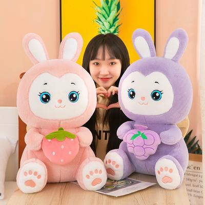 Kawaii Kaninchen Plüschtier Gefülltes Obsthase Lila Rosa Puppe Kind Bequemes Schlafkissen Fotografie Werkzeug Mädchen Geburtstagsgeschenk