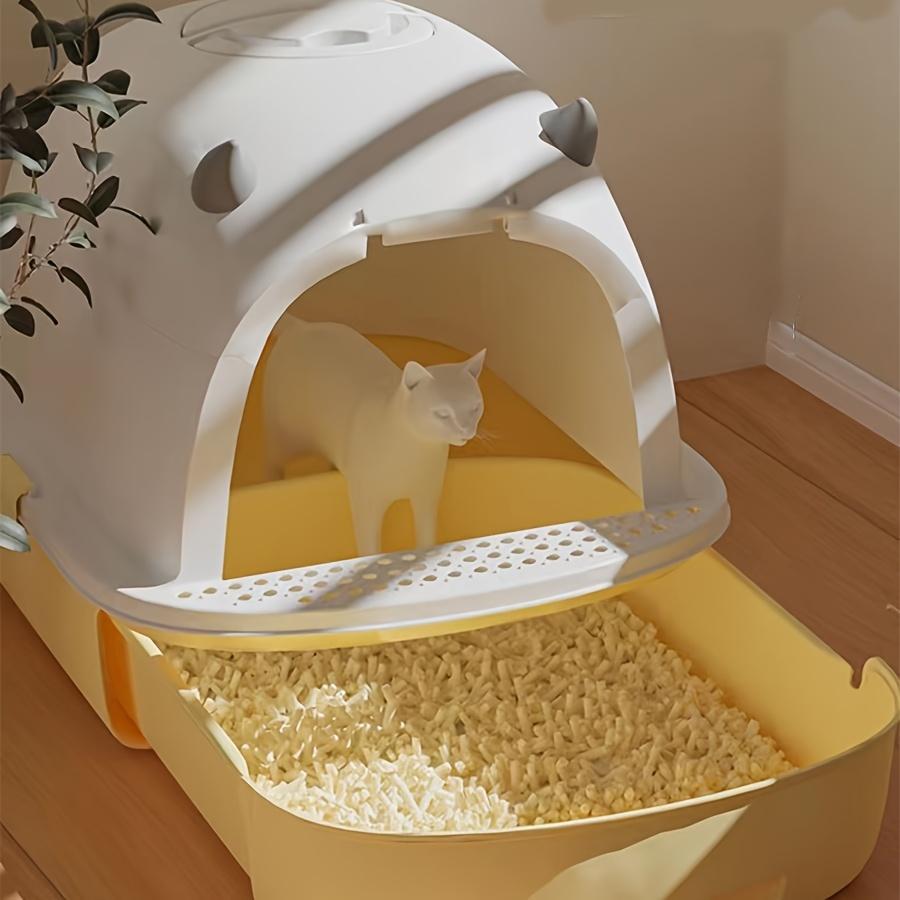 Vollständig geschlossene Katzentoilette mit Spritzschutzabdeckung, geruchsdichte Haustiertoilette für Hauskatzen