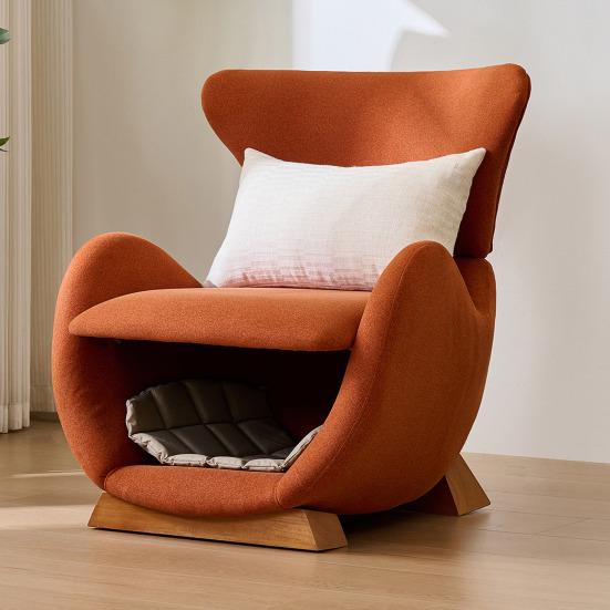 Designer Lounge Chair In Whale Shark Look, Pet-Friendly Lounge Chair, Offers Cats And Small Dogs A Place To Retreat, Anti-Cat Scratch Fabric, Single