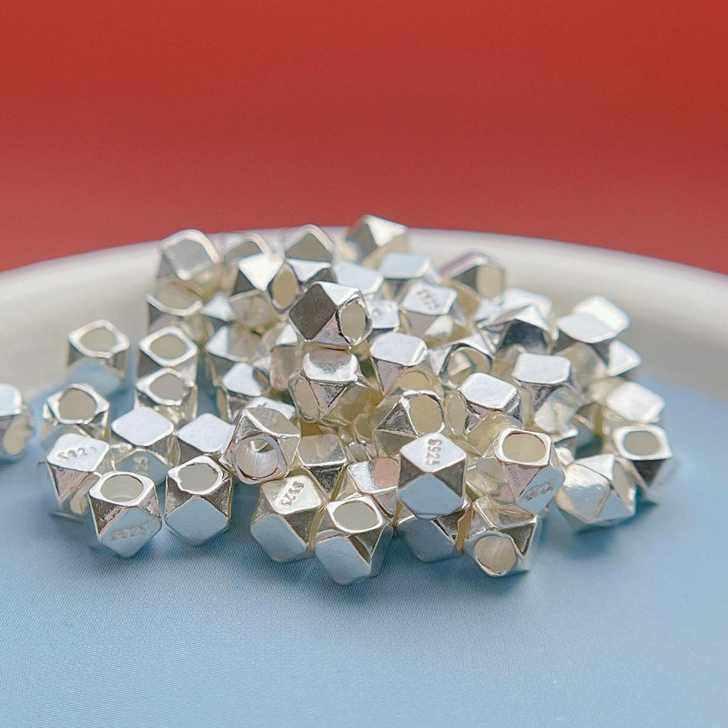 S925 Sterling Silver Multifaceted Spacer Beads for DIY Bracelets, Necklaces, and Accessories