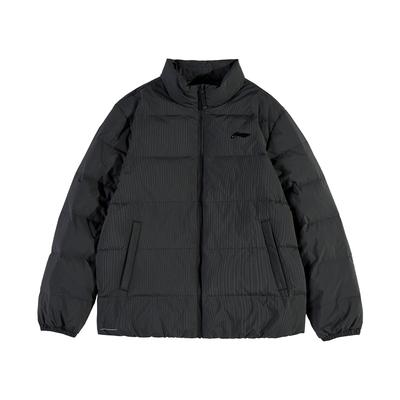 Fitness Series Stand Collar Sports Solid Color Loose Zipper Down Jacket Men Outerwear Black AYMU083-1