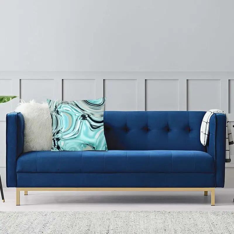 Home Decor Pillowcase Abstract Marble Pattern Cushion Cover Turquoise Aqua Blue Swirl Car Fashion  45x45cm