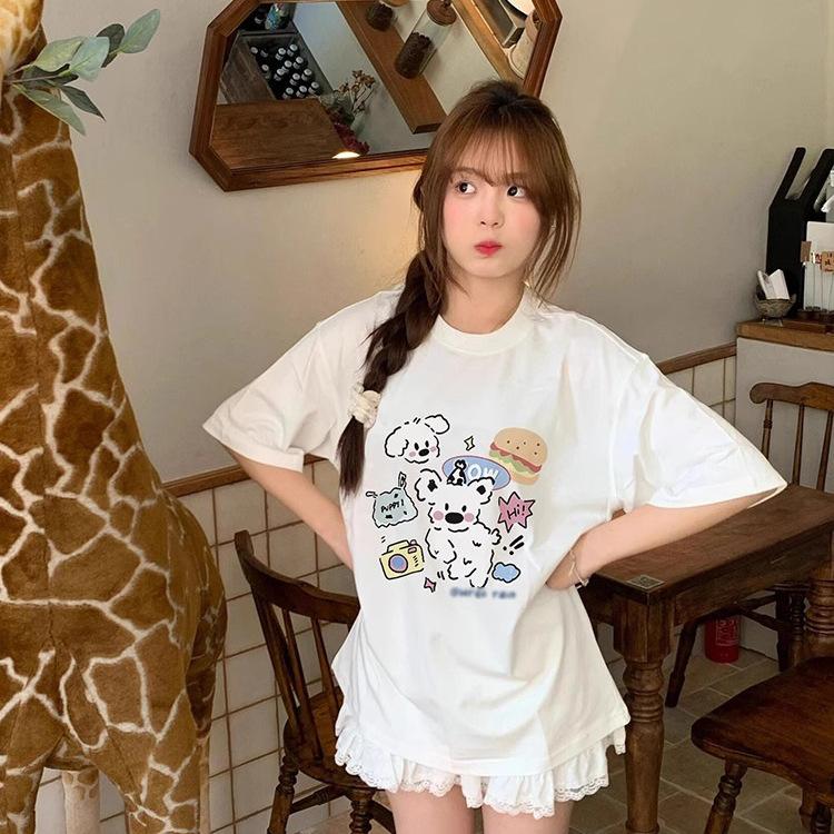 

White short-sleeved t-shirt women s summer explosion American retro loose half-sleeved Korean chic pure cotton super good-looking top m (recommended 40-52.5kg ) белый