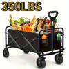 450LB Capacity Heavy Duty Folding Coffee Wagon Cart with All-Terrain Wheels, Ergonomic Handle & Mesh Pockets Cart for Outdoor