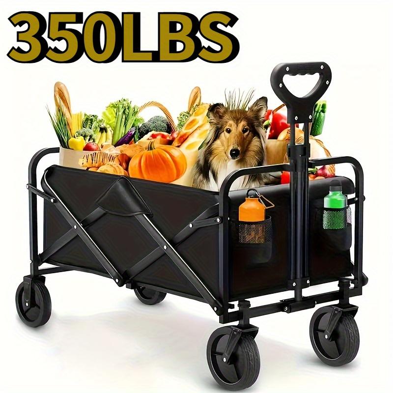 450LB Capacity Heavy Duty Folding Coffee Wagon Cart with All-Terrain Wheels, Ergonomic Handle & Mesh Pockets Cart for Outdoor
