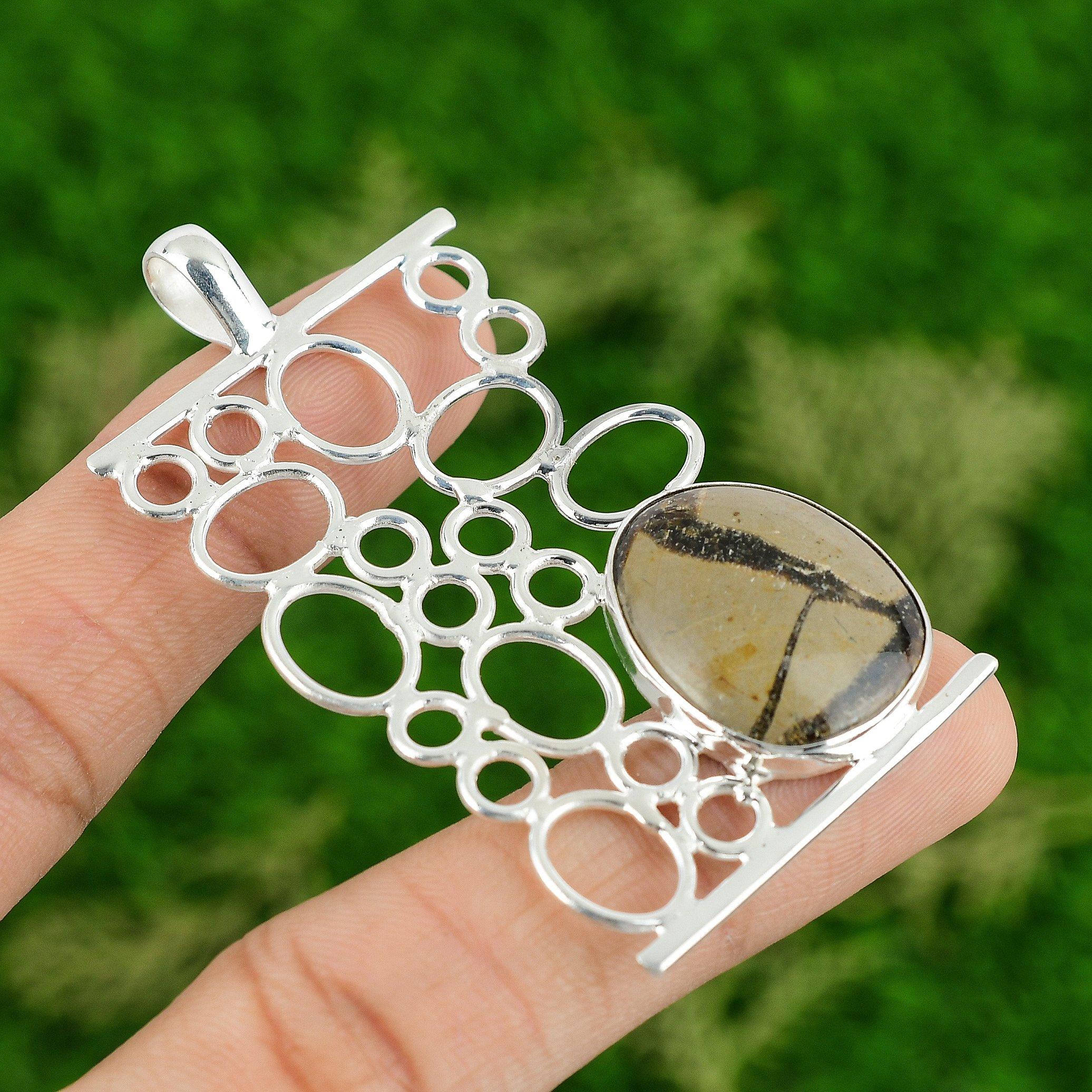 

Daughters Day Deal Septarian Stone Ethnic Sister Pendant Jewelry Sterling Silver