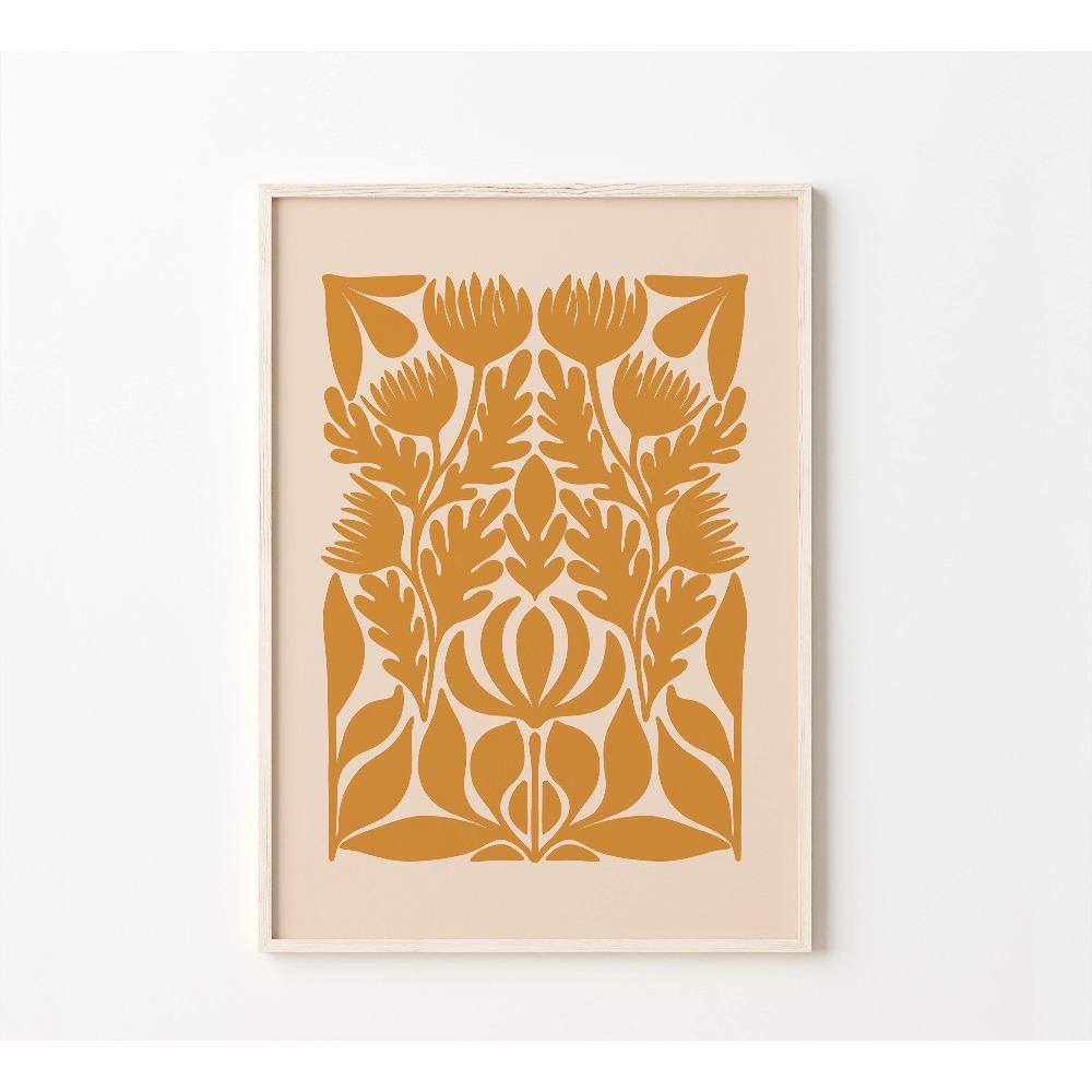 Minimalist Abstract Folk Art Prints, Colourful Bohemian Botanical Canvas Prints for Home, Bedroom, Living Room,Office,Decoration