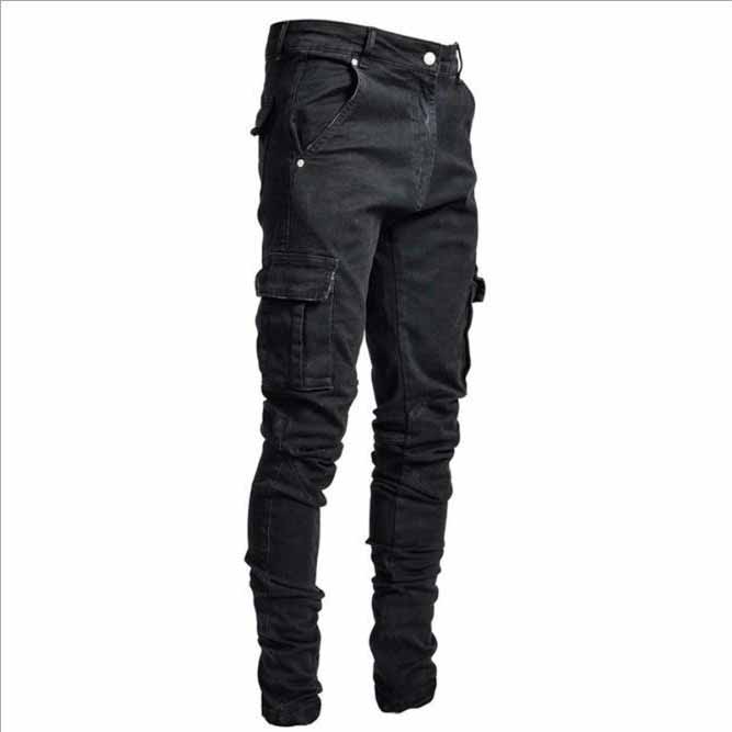 Jeans Sottili Elasticizzati da Uomo per Primavera e Autunno, Vestibilità Slim, Tasche Laterali, Gamba Stretta