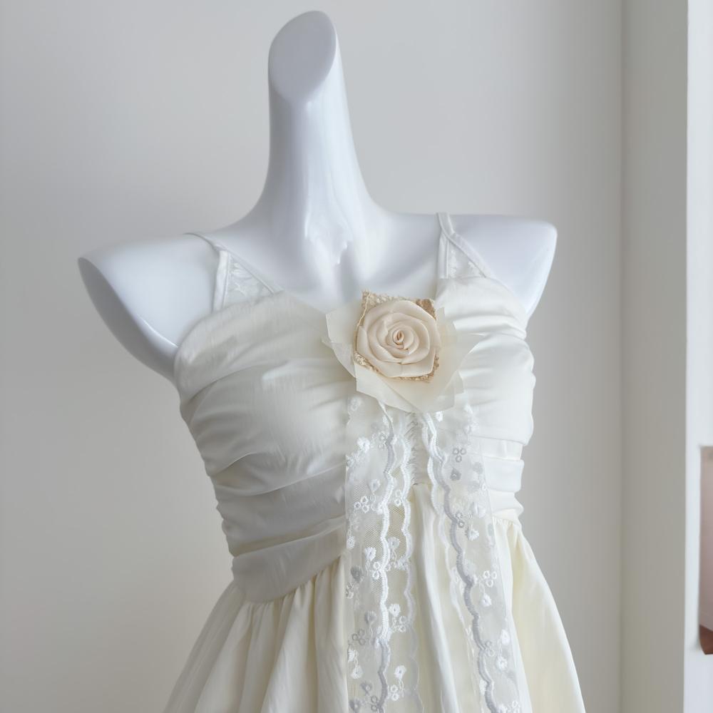 

Нежный кружевной комбинизон с юбкой с завышенной талией, женский летний наряд для отдыха на море, атмосфера, полный комплект для ношения XL- (recommended 110-60kg)