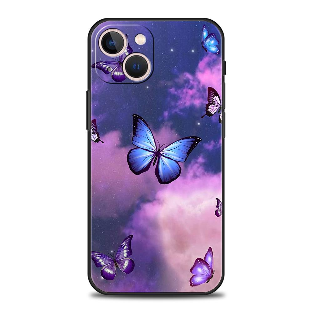 

Роскошный чехол для телефона Butterfly Crystal для iPhone 11 12 13 14 15 Pro Max Mini X XR XS 7 8 Plus SE, мягкий силиконовый чехол, черный, Funda iPhone 15