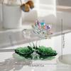 Creative Crystal Lotus Home Decor FengShui Lucky Crystal Flower Ornament with Green Leaf Elegant Tabletop Decor for Wedding Gift