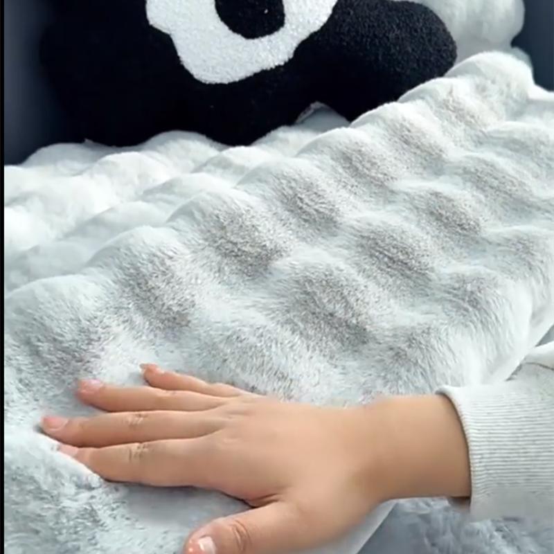 Warm Pink Plush Sofa Towel Soft Rabbit Winter Thickened Sofa Cover Cloth Non-slip Universal Pillowcover Home Protective Mat