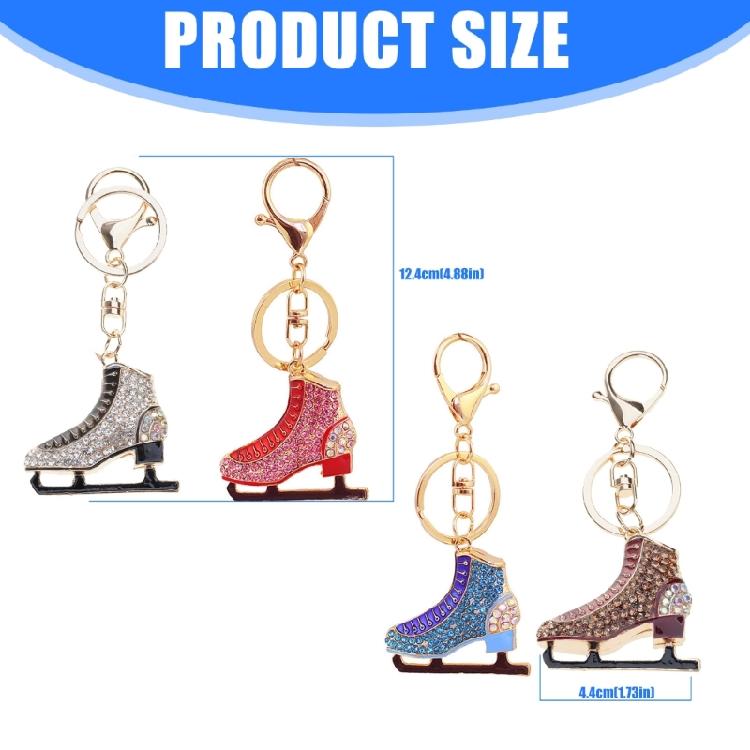 Sportlicher Stil Strass Schlüsselanhänger Premium Legierung Schlüsselring Dekorativer Eiskunstlauf Anhänger Sicherer Verschluss Für Sportfan