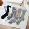 Summer Ultra-thin Women Socks Transparent Crystal Silk Socks Korean Fashion Striped Harajuku Streetwear Nylon Loose Long Socks