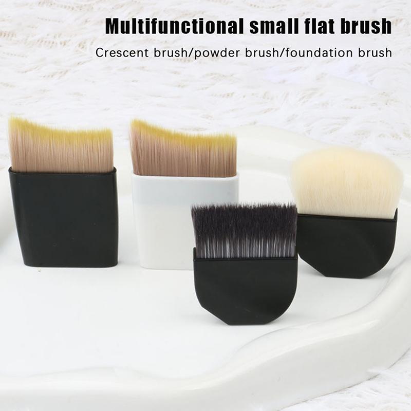 1 Pcs Ultra-Thin One-Line Foundation Brush Crescent-Shaped Mask Brush Short Handle Fluffy Soft Bristle Professional Beauty Tool