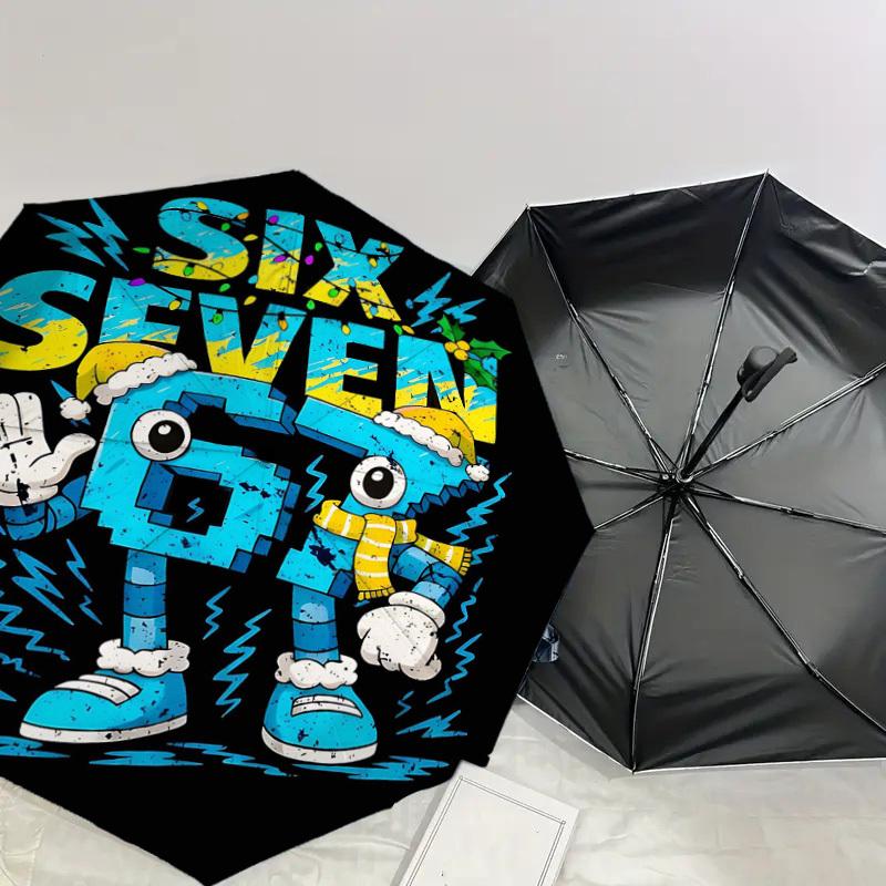 1PC Six Seven Umbrella-8-Rib Reinforced, Automatic Open, Lightweight & Durable, Fashion Accessory for Outdoor-D315