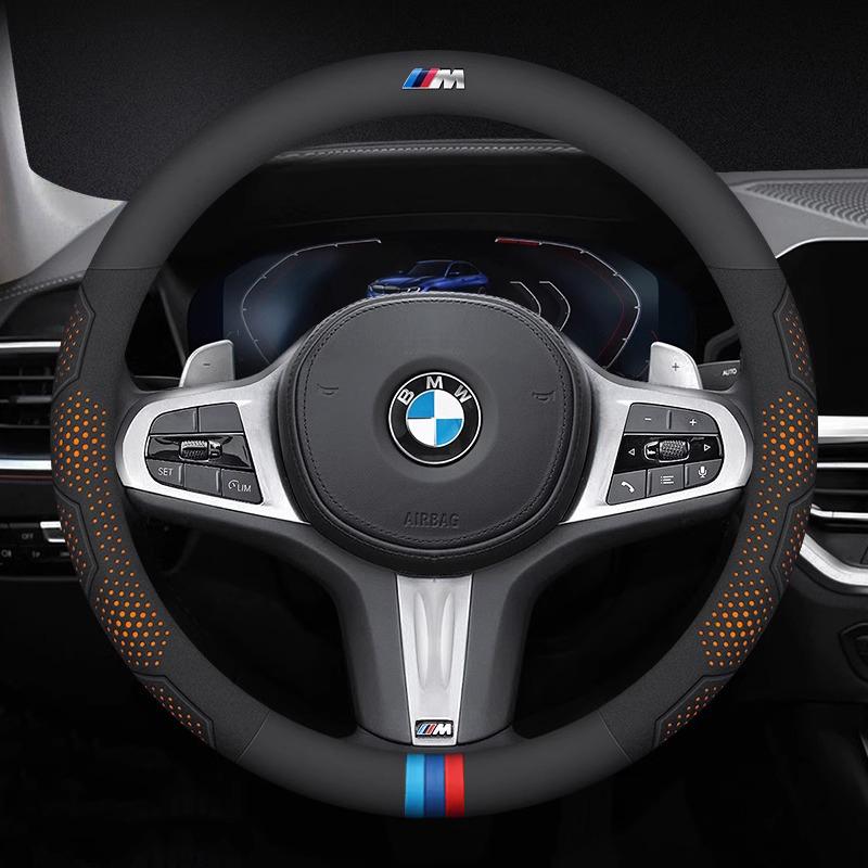 BMW E39 E46 E60 E70 E87 E90 F10 F15 F20 F25 F30 G05 G20 G30 X1 X3 X4 X5 X7 M2 M3 Car Carbon Fiber Leather Steering Wheel Cover Hkvr74