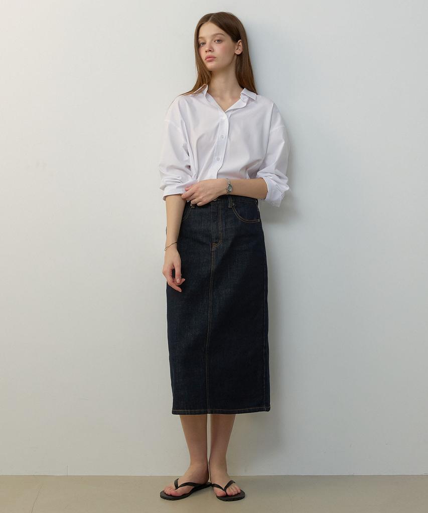 City Breeze Denim Long Skirt_Indigo