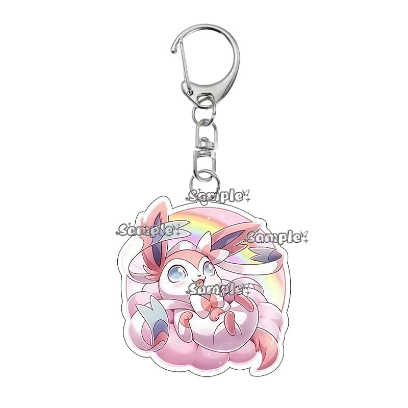 Eevee Acrylic Keychain Anime Cartoon Umbreon Jolteon Leafeon Sylveon Cute Character Accessory Backpack Pendant Decoration Gift