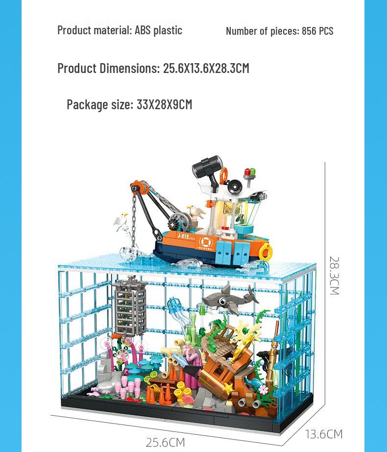Diving Adventure Fish Tank Model - JJ9219 Building Blocks Educational Toy for Children