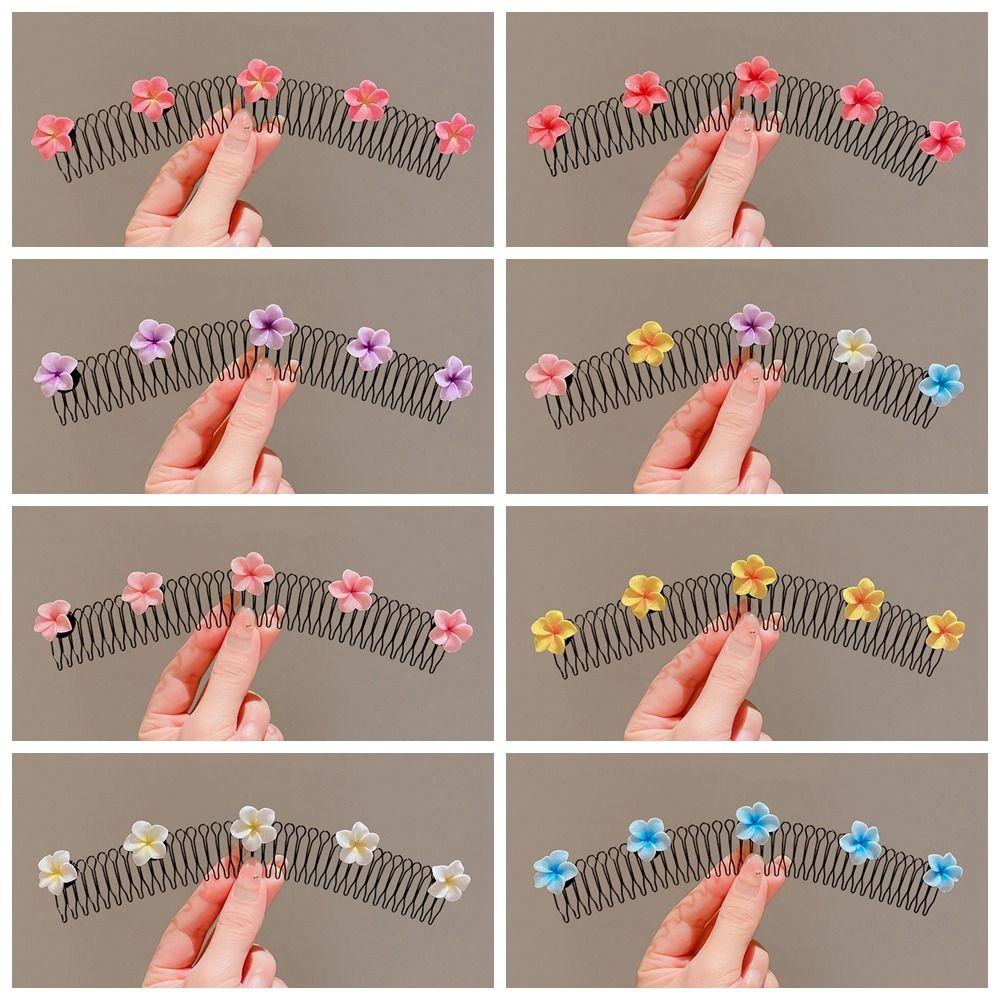 Spring U Shape Hair Styling Comb Headband Fixed Combs Invisible Extra Hair Holder Teeth Hair Accessories Flower Hairpin