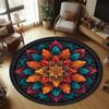 Colorful Mandala Round Rug Boho Style Floor Mat for Living Room Decor Yoga Meditation Area Home Decoration