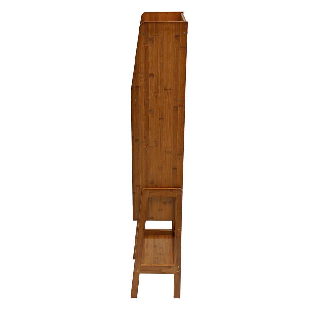 Standregal 5-stöckig Bambus Drehbarer Bücherschrank Offenes Regal Organizer für Küche, Esszimmer, Wohnzimmer