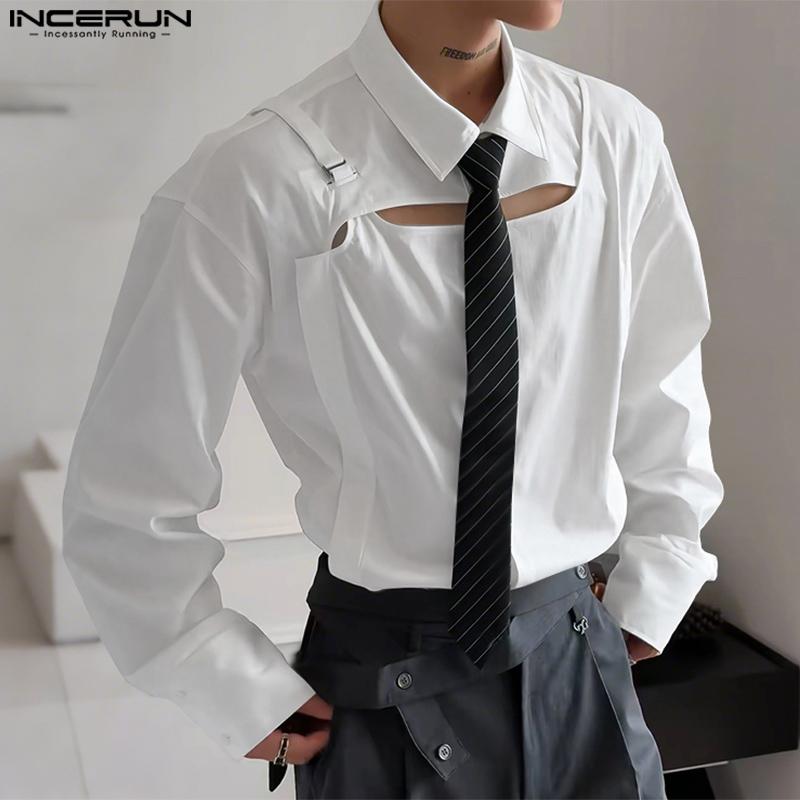 INCERUN Men Long Sleeve Button Down Removable Two-piece Casual Loose Tops Shirts