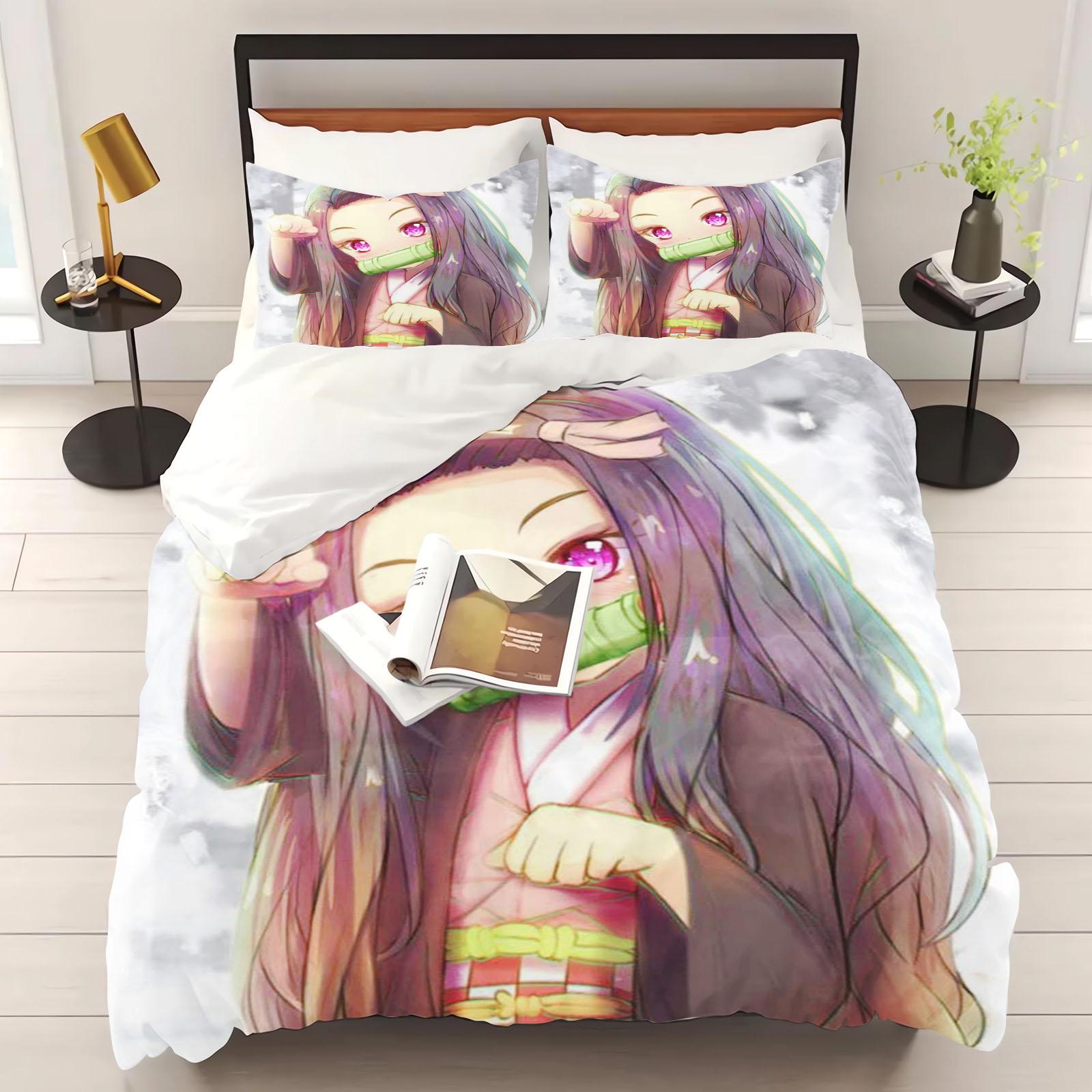 

Comforter Kamado Nezuko Anime Home Bedroom Comforte Nordic Polyester Material Suitable For Children And Adults 3-Piece Set Comforter (quilt)-EU Single(135*200cm)3pcs
