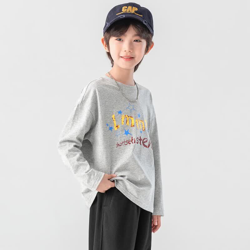 Boys' Star Print Cotton Long-Sleeve T-Shirt