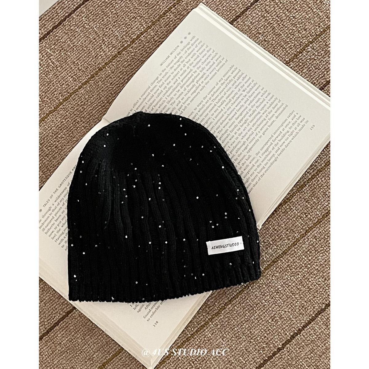 

Осенняя новинка сладкая прохладная шапка-бини с пайетками в стиле Spice Girls женская уличная универсальная сумка вогнутой формы головной убор шерстяная шапка визуально уменьшает лицо one size fits all and stretchy