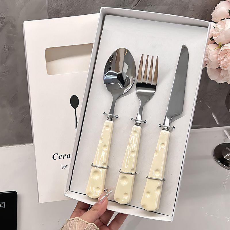 

Light luxury ins love high-value cheese, western food knives, forks and spoons, portable tableware, dessert spoons, knives and forks, advanced sense