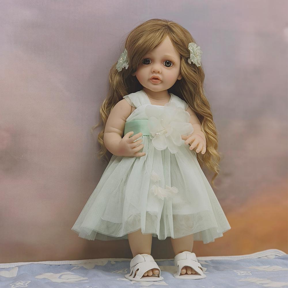 55cm Reborn Baby Doll Full Silicone Body Vinyl Newborn Toy For Girl Princess Bebe Accompanying Toy