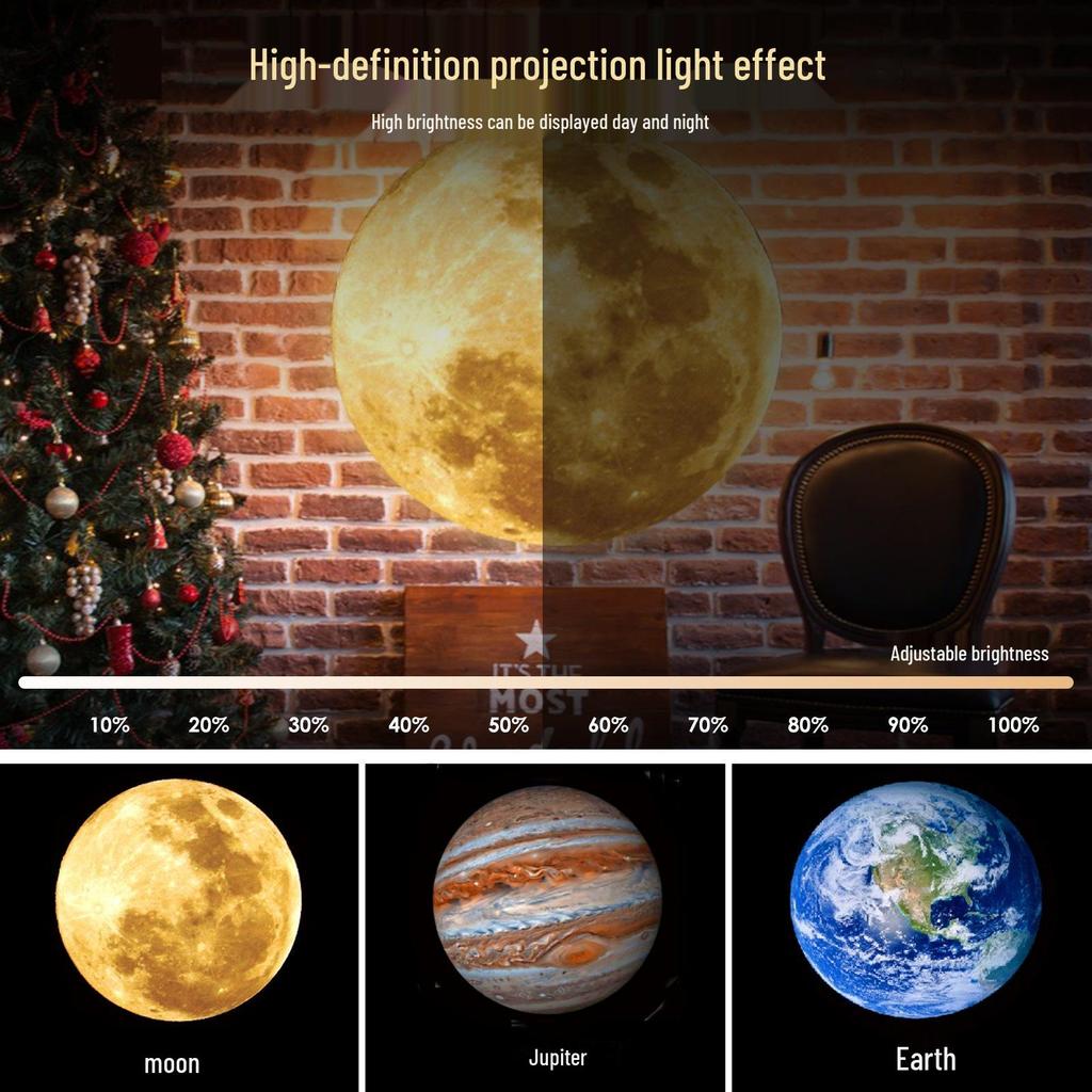Rechargeable Earth & Moon Star Projector Night Light for Bedroom Atmosphere 