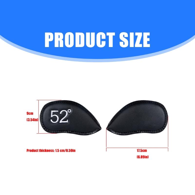 8pcs Golf Iron Head Cover Thick PU Leather Golf Head Cover Replacement Headcover Protective Cover Easy to Use