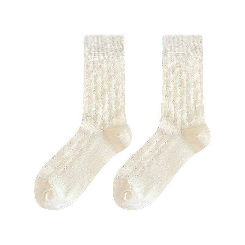 Hollowed-out Mesh Women's Summer Thin College-style Breathable, Deodorizing, Sweat-absorbing and Antibacterial Mid-calf Long Socks