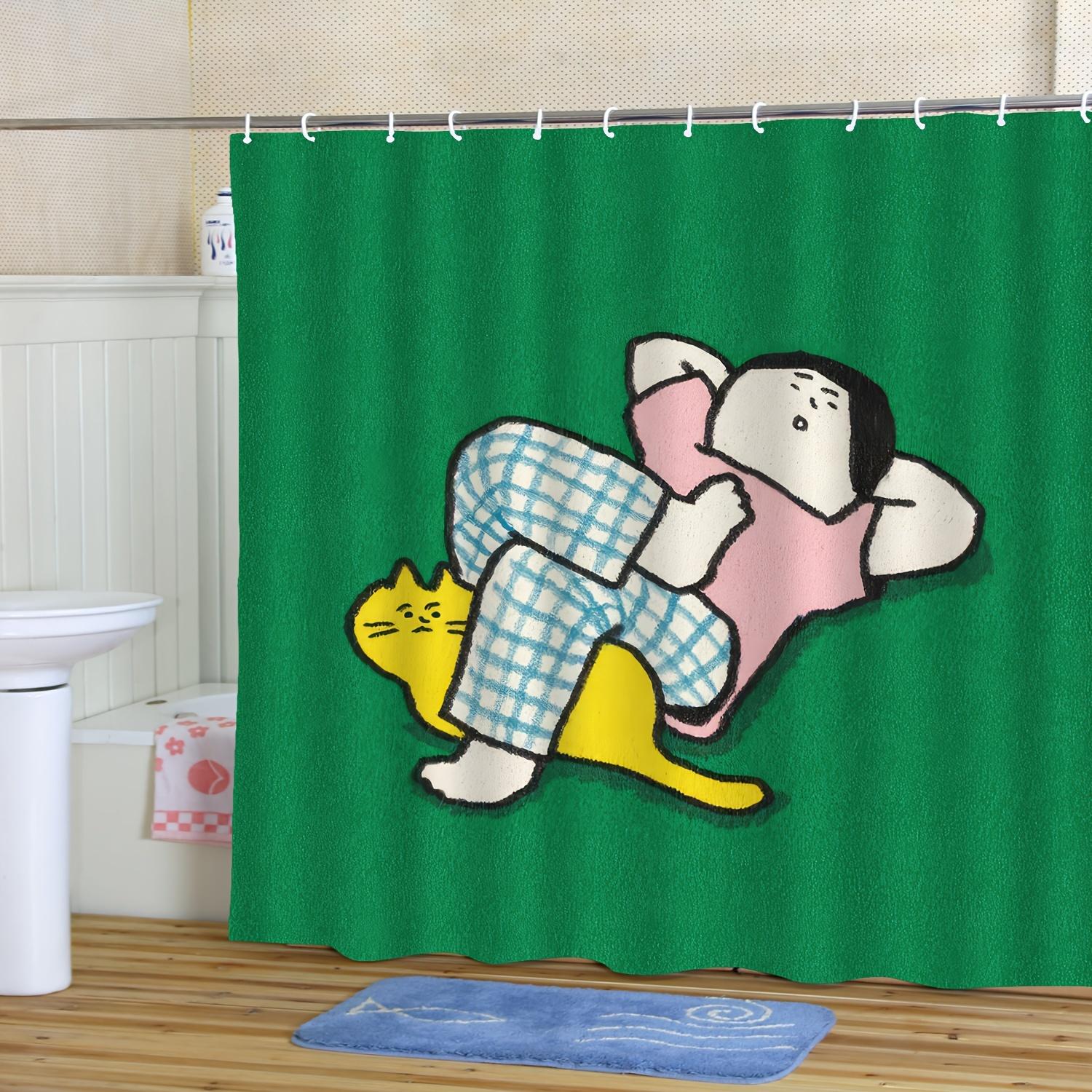 

Vikama Playful Cartoon Shower Curtain Waterproof And Mould-Resistant Bathroom Curtain Bedroom Divider Curtain Home Decor W60H190(CM)-1 Pcs