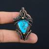 Irani Turquoise Gemstone Copper Wire Wrap Handmade Pendant Jewelry Gift For Love