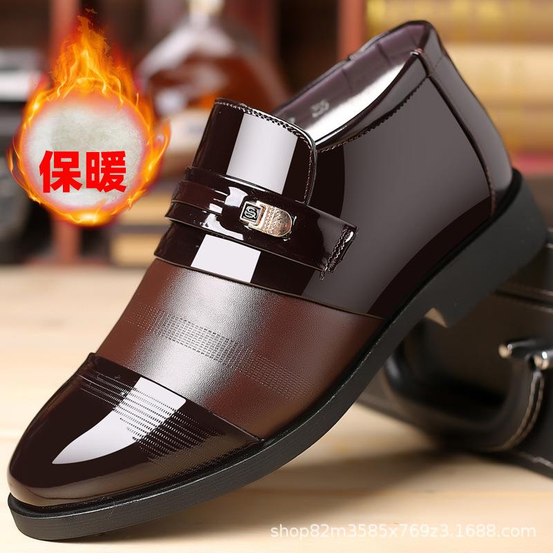 

Cotton shoes men s winter velvet thickened soft leather warm men s cotton leather shoes waterproof and non-slip shoes 44