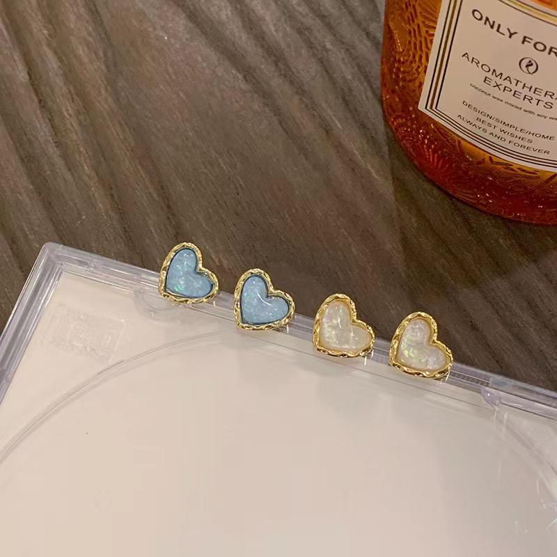 Retro Elegante Katzenaugen-Herzohrringe, Koreanisches Design, S925 Silber, Schlichtes Weiß