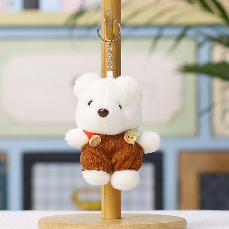 Plush Teddy Bear Keychain With Cute Suspender Design For Bags And Backpacks