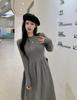 French Red Semi-High Neck Knit Slimming Dress - Long-Sleeved Autumn/Winter Fashion for Women