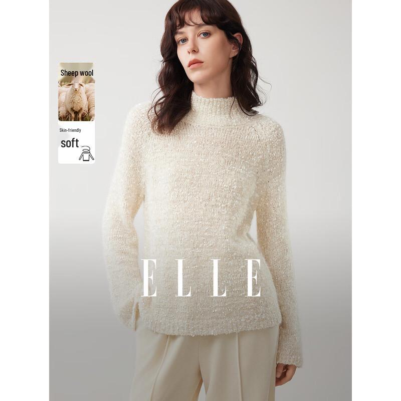 ELLE French Style Lambswool Semi-High Collar Sweater S