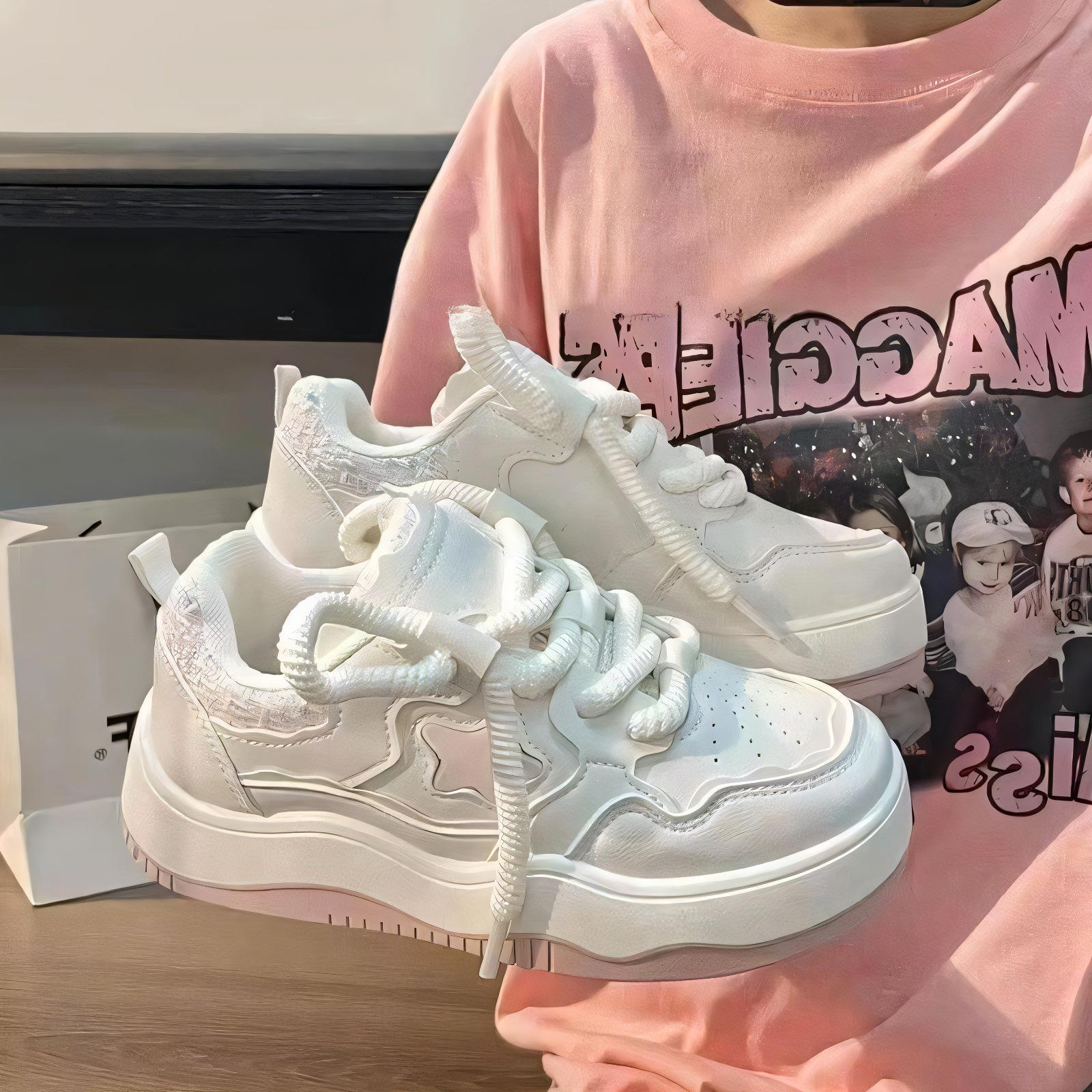 

Foreign trade small white shoes women s spring new small fragrance wind board shoes women s breathable fashion student thick-soled casual shoes 40 рожевий