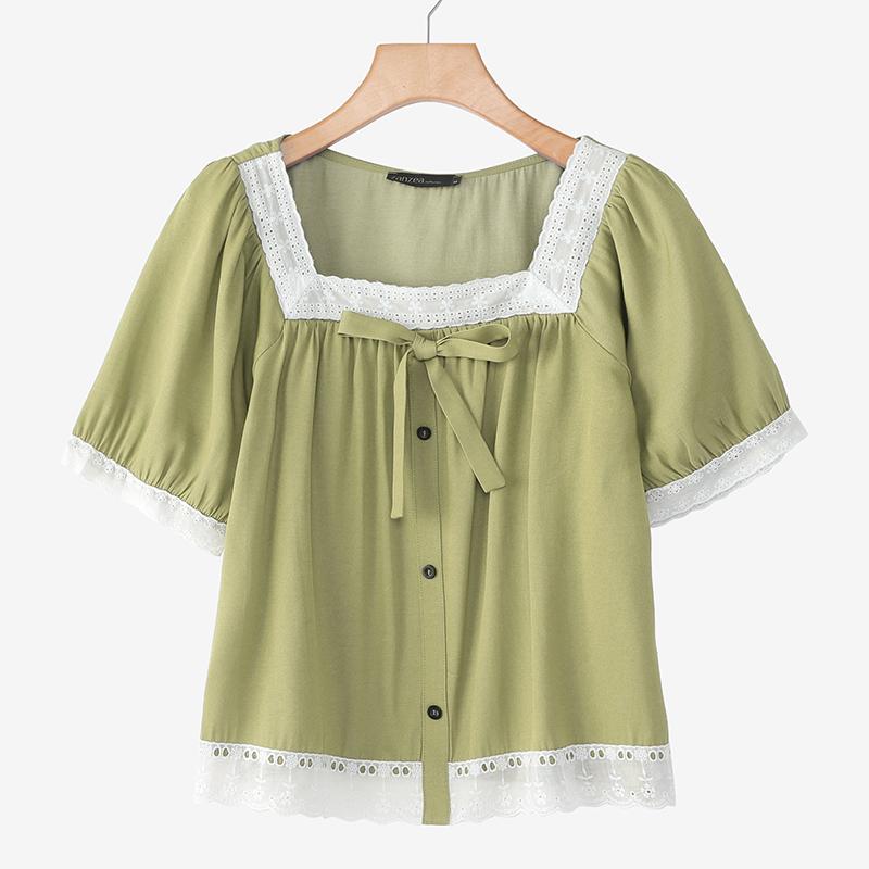 

ZANZEA Женская повседневная летняя блузка с квадратным воротником и коротким рукавом 3XL